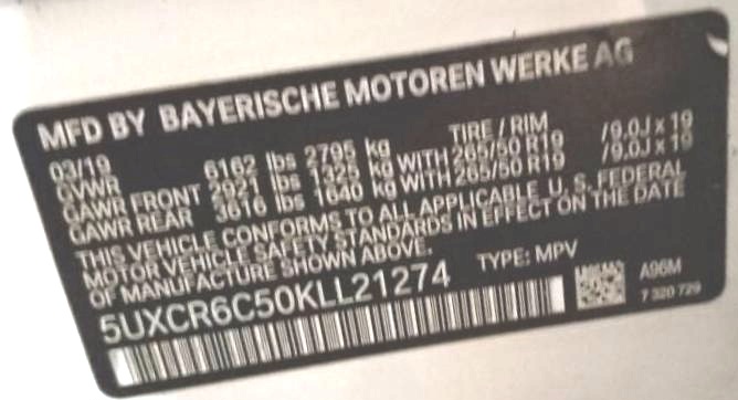 BMW X5 2019 WHITE vin: 5UXCR6C50KLL21274
