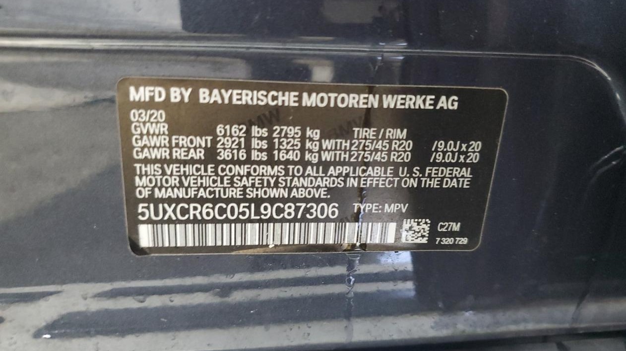 BMW X5 2020 Gray vin: 5UXCR6C05L9C87306